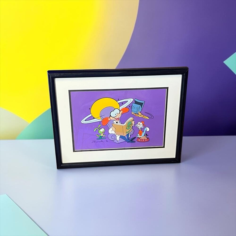 1996 Buenrostro Signed & Dated Professor Duck Art Cel – Framed Original Cartoon